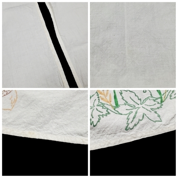 Vintage Autumn Table Runner Set Of 2 Grape Acorn Foliage Screenprint Fall 44" - Picture 11 of 12